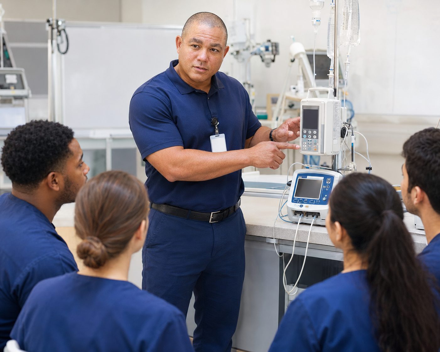 Biomedical engineer servicing hospital equipment